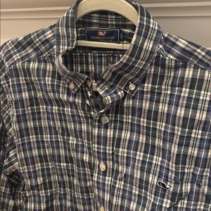 Vineyard Vines Navy and White Checkered Shirt